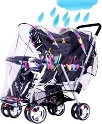 Transparante Regenhoes voor Dubbele Tandem Kinderwagen
