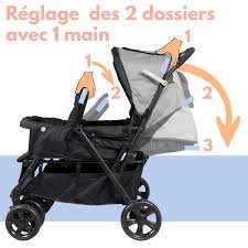 Bambisol Tandem Dubbele Kinderwagen met Regenbescherming en Comfortstoelen